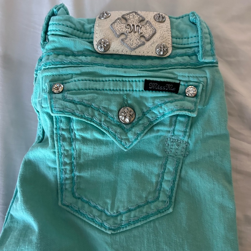 Miss Me Women's Aqua Jeans with Silver Accents